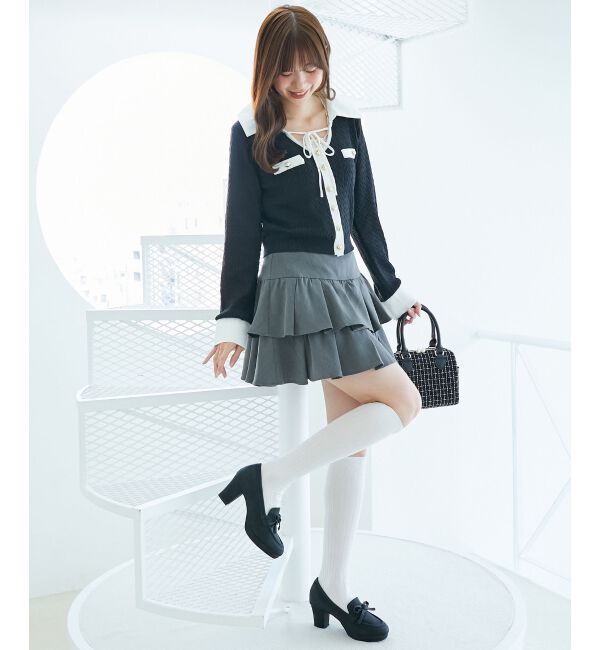  「デコルテオープンバイカラー襟ニット」|ニット・セーター|