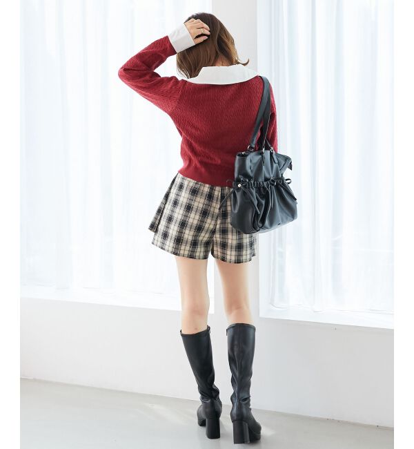  「デコルテオープンバイカラー襟ニット」|ニット・セーター|