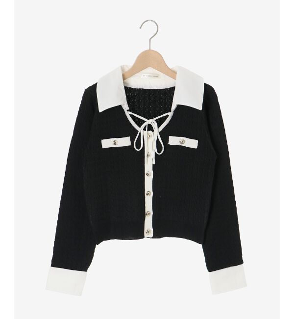  「デコルテオープンバイカラー襟ニット」|ニット・セーター|