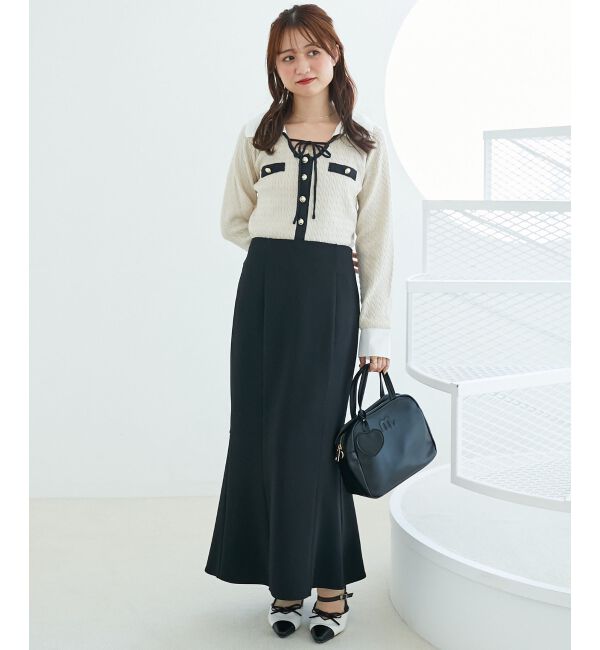  「デコルテオープンバイカラー襟ニット」|ニット・セーター|