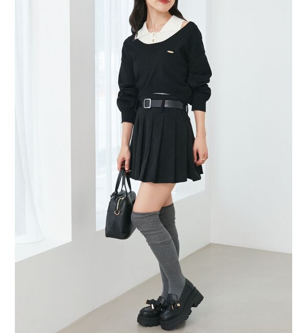  「襟付ノースリニットセットオフショルニット」|ニット・セーター|