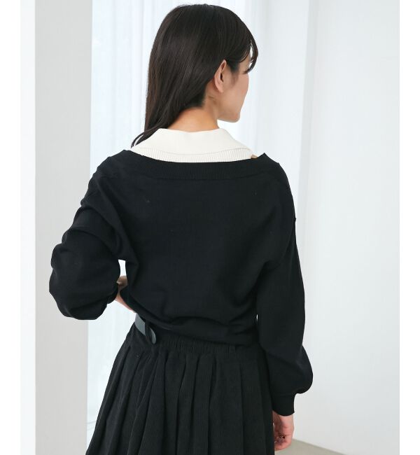  「襟付ノースリニットセットオフショルニット」|ニット・セーター|