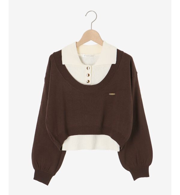  「襟付ノースリニットセットオフショルニット」|ニット・セーター|
