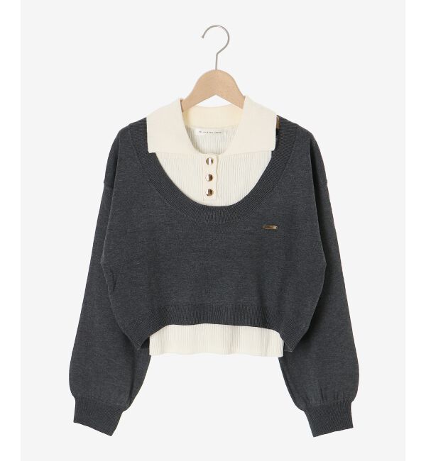  「襟付ノースリニットセットオフショルニット」|ニット・セーター|