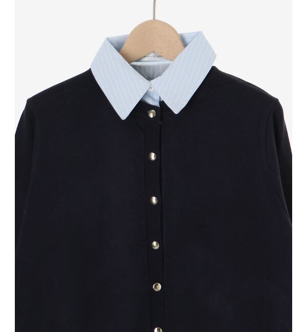  「リボンスリーブシャツ襟カーデ」|カーディガン|