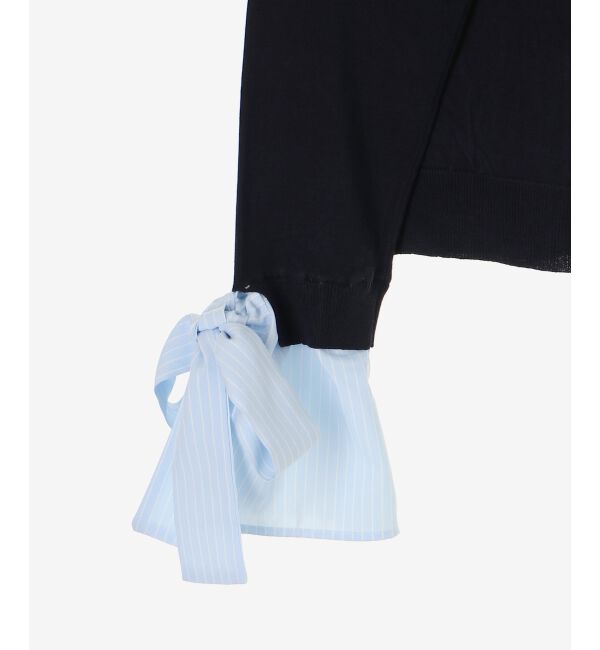  「リボンスリーブシャツ襟カーデ」|カーディガン|