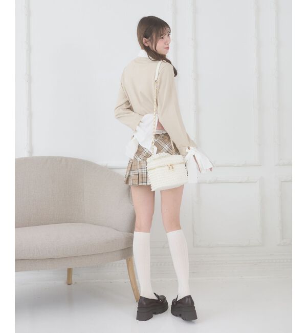  「リボンスリーブシャツ襟カーデ」|カーディガン|