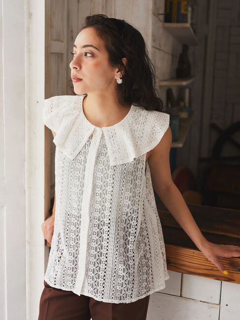 earth music&ecology「総レースフリルブラウス」|シャツ・ブラウス|