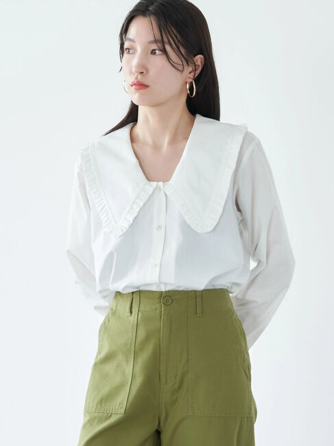 earth music&ecology「BIG衿フリルブラウス」|シャツ・ブラウス|オフホワイト