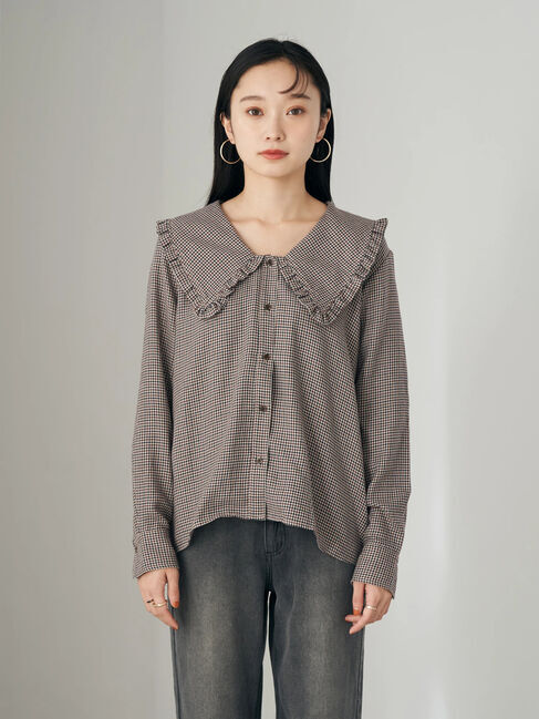 earth music&ecology「BIG衿フリルブラウス」|シャツ・ブラウス|