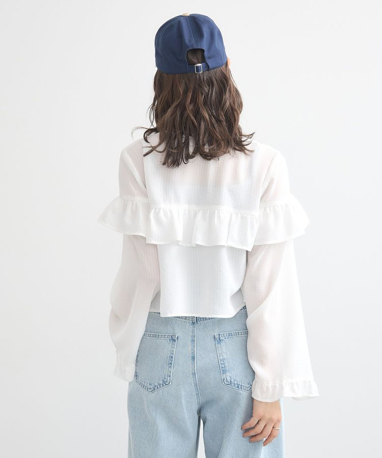 earth music&ecology「フリル切替えショートブラウス」|シャツ・ブラウス|