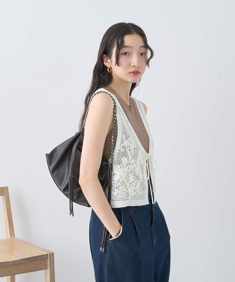 earth music&ecology「フラワー刺繍メッシュベスト」|ベスト・ジレ|