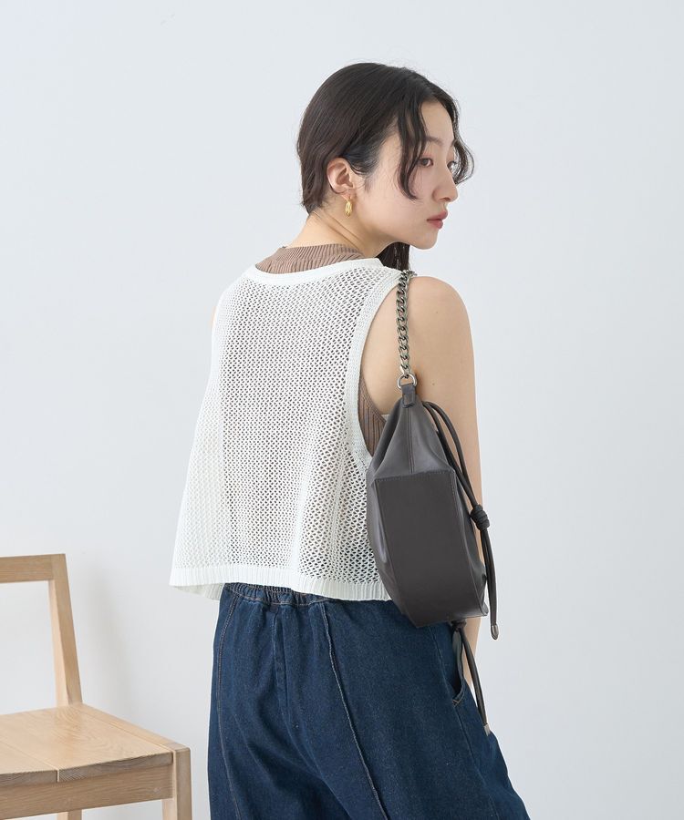 earth music&ecology「フラワー刺繍メッシュベスト」|ベスト・ジレ|