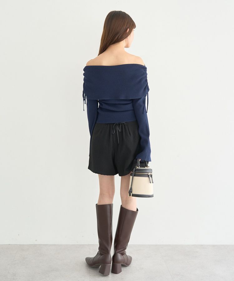 earth music&ecology「リボンギャザーオフショルニットプルオーバー」|ニット・セーター|