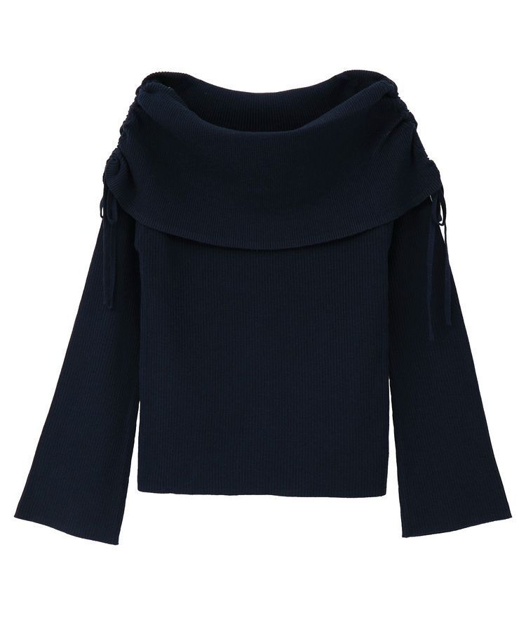 earth music&ecology「リボンギャザーオフショルニットプルオーバー」|ニット・セーター|