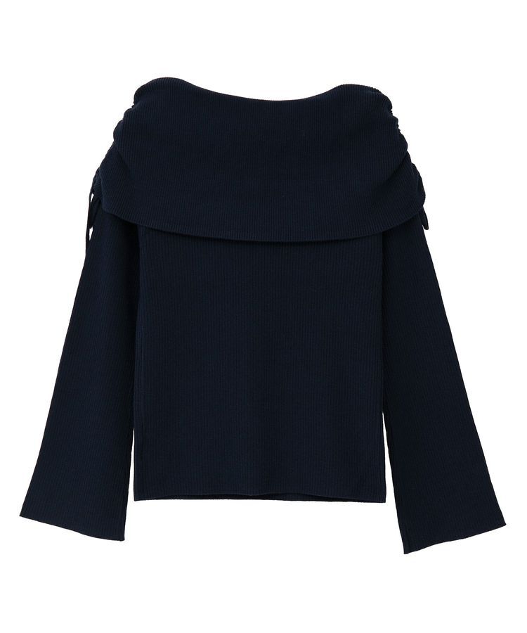 earth music&ecology「リボンギャザーオフショルニットプルオーバー」|ニット・セーター|