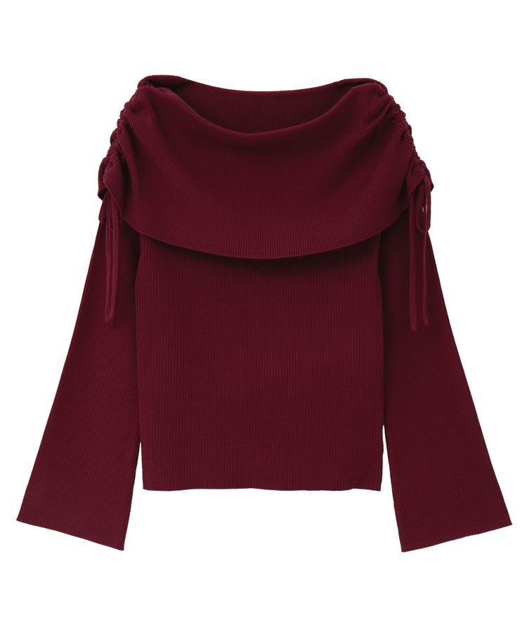 earth music&ecology「リボンギャザーオフショルニットプルオーバー」|ニット・セーター|