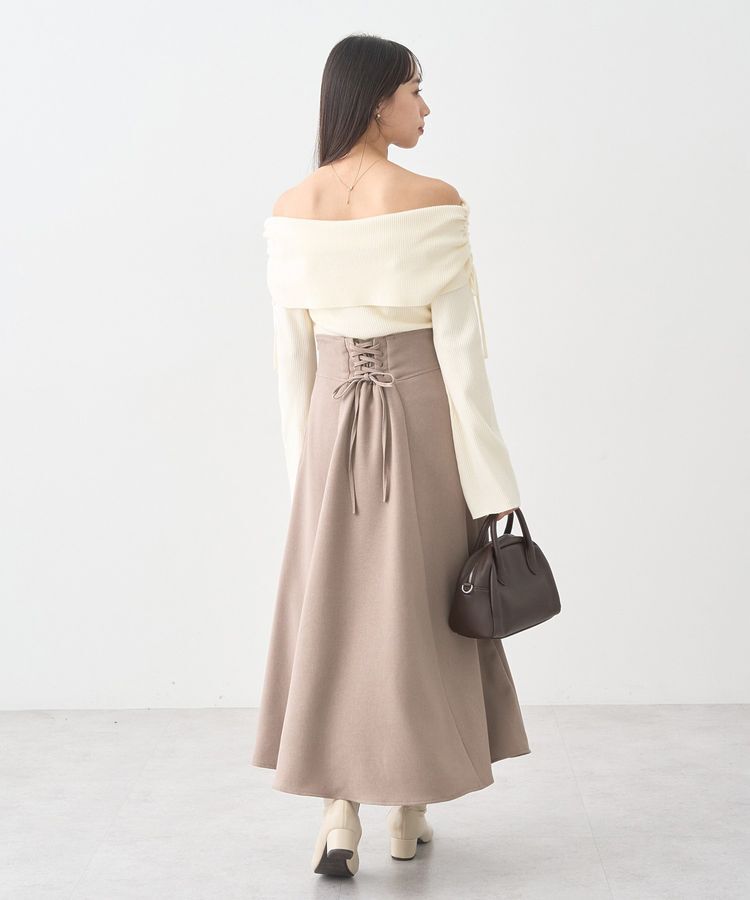 earth music&ecology「リボンギャザーオフショルニットプルオーバー」|ニット・セーター|