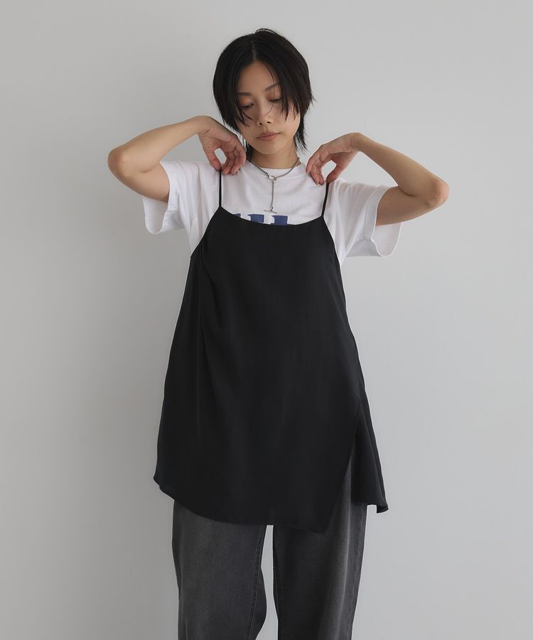 GARAGE OF GOOD CLOTHING「【日本製】キュプラアシンメトリーキャミビスチェ」|ベスト・ジレ|Black