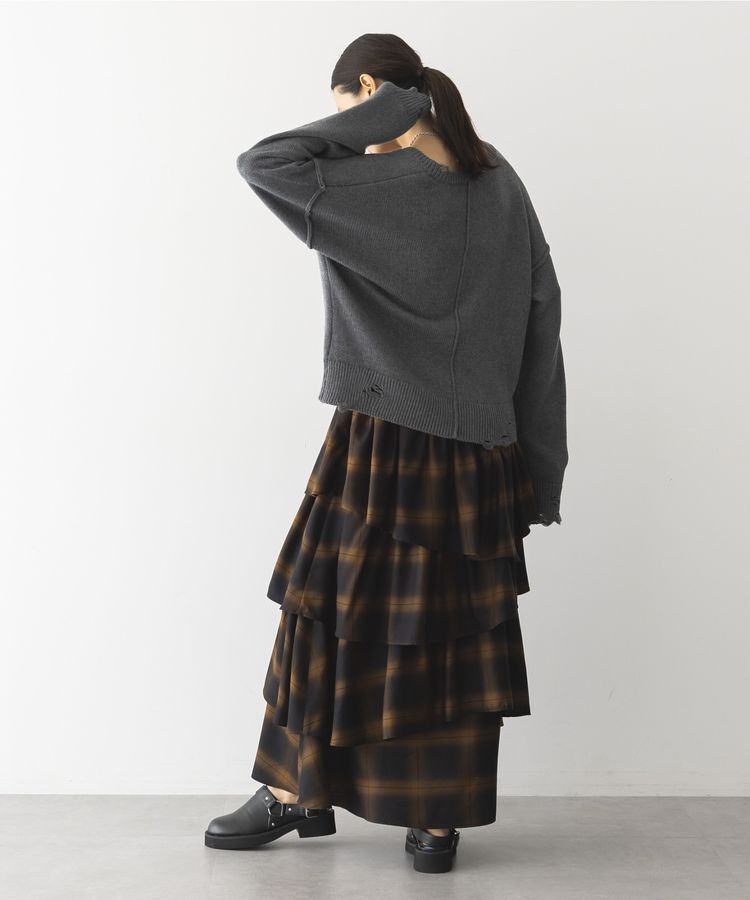 GARAGE OF GOOD CLOTHING「チェックランダムティアードフリルスカート」|フレア|