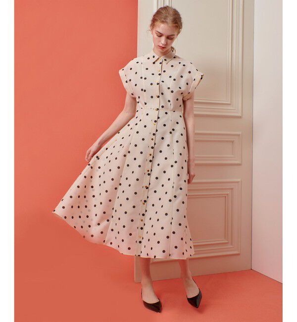 LOULOU WILLOUGHBY「【LOULOU WILLOUGHBY】オーガンドットウエストリボンワンピース」|ワンピース|