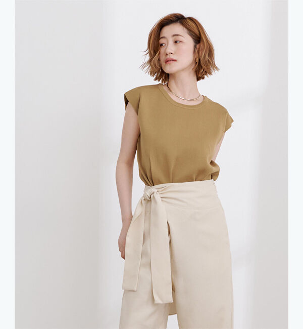 ur's「クルーネッククロップドタックニット」|Tシャツ・カットソー|キャメル