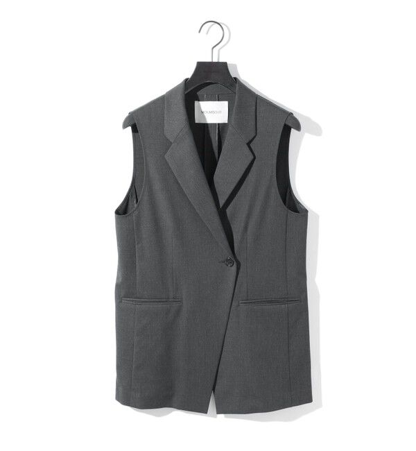 MIDIUMISOLID「MIDIUMISOLID for Ladies ウエストシェイプテーラードジレ」|ベスト・ジレ|チャコールグレー