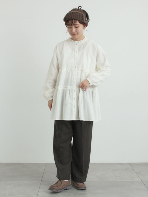 Samansa Mos2「柄アソートティアードフリルチュニック」|シャツ・ブラウス|