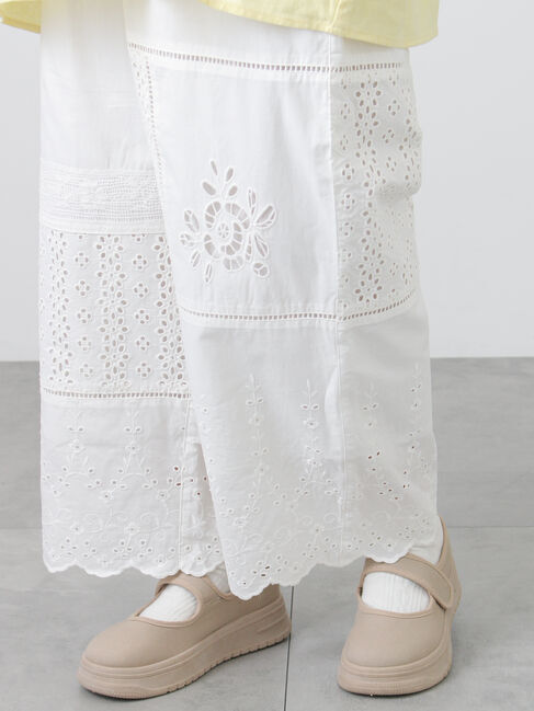 Samansa Mos2「レースパッチワークパンツ」|その他|オフホワイト