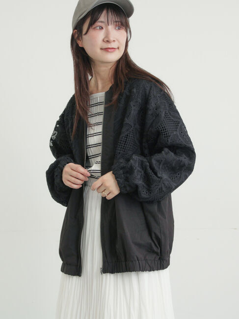 Samansa Mos2「切り替えレースブルゾン」|ブルゾン・スタジャン|