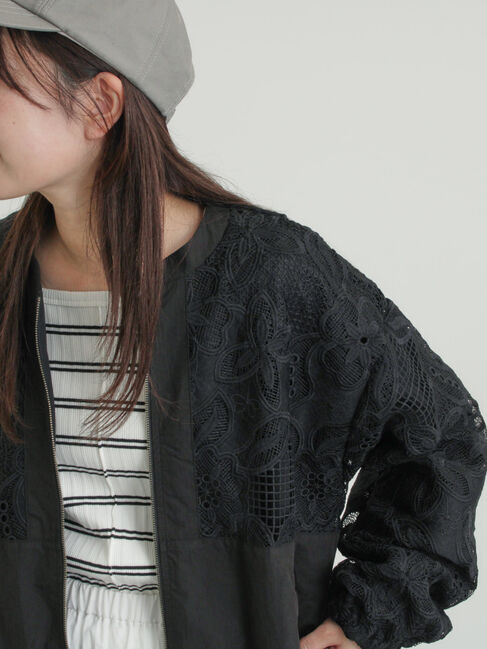 Samansa Mos2「切り替えレースブルゾン」|ブルゾン・スタジャン|