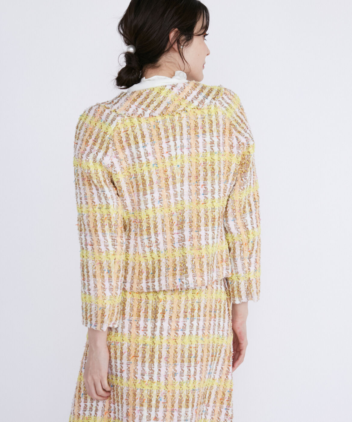 Maglie le cassetto「《M Maglie le cassetto》コットンキャンディーツイードジャケット」|ノーカラージャケット|