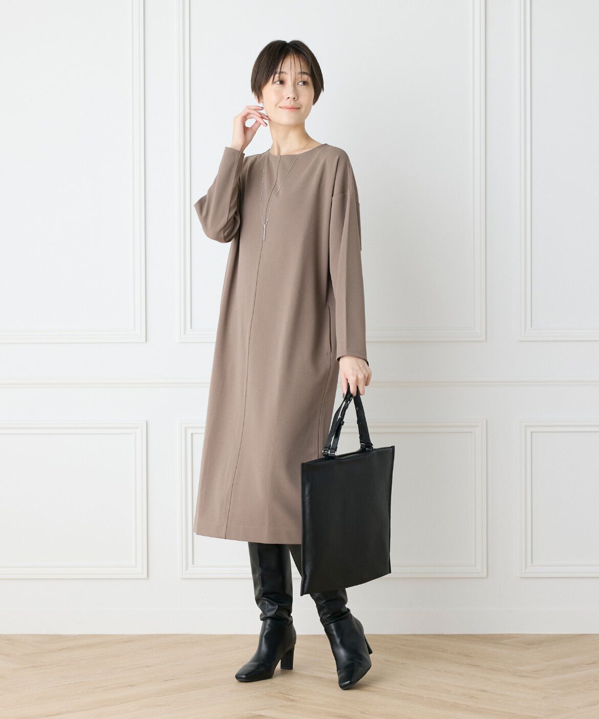 7-IDconcept.「カウレザーシンプルデザイン薄マチトート」|トートバッグ|