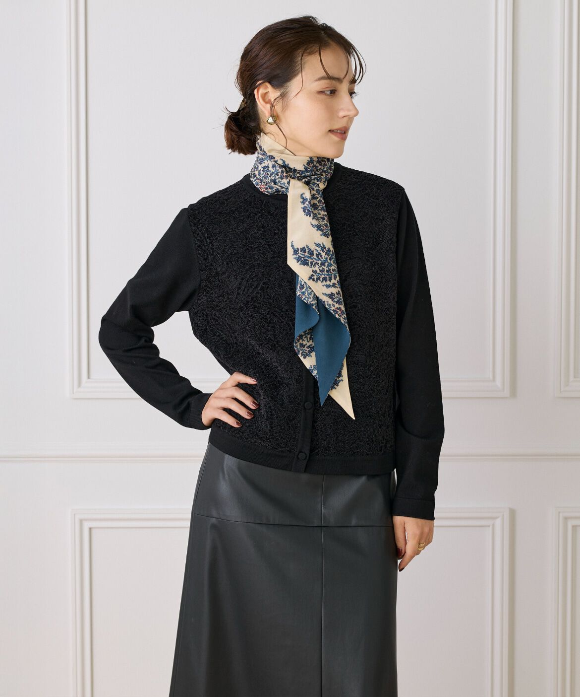 FAVORITE SUKINAMONO「Slim Dina Scarf スリムスカーフ《Tapis Noir》」|ストール|