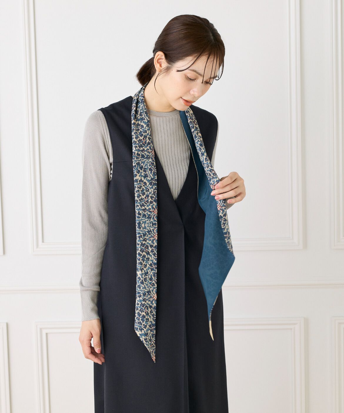 FAVORITE SUKINAMONO「Slim Dina Scarf スリムスカーフ《Tapis Noir》」|ストール|