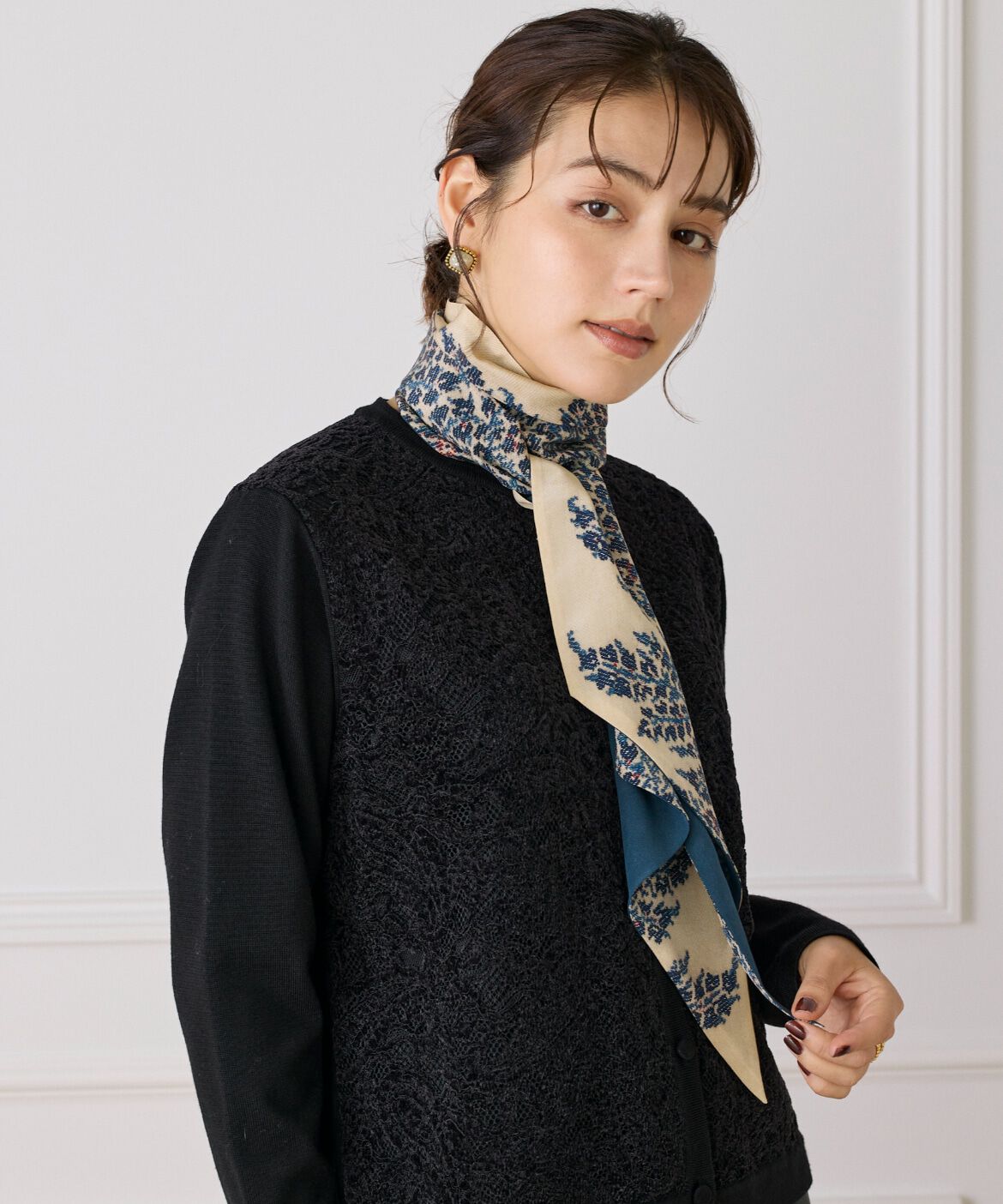 FAVORITE SUKINAMONO「Slim Dina Scarf スリムスカーフ《Tapis Noir》」|ストール|