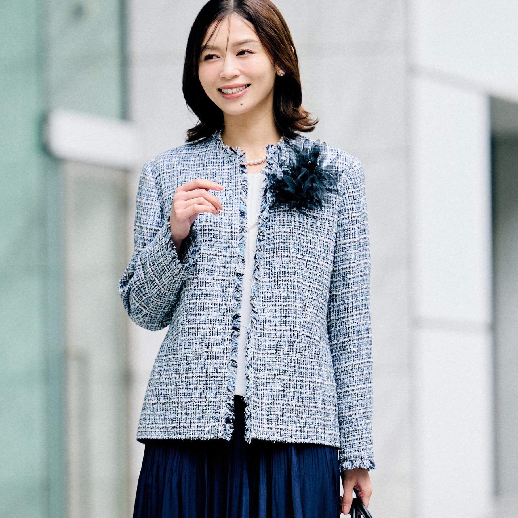 UNTITLED「【セレモニー/華やか】ファンシーツイード ジャケット」|ノーカラージャケット|