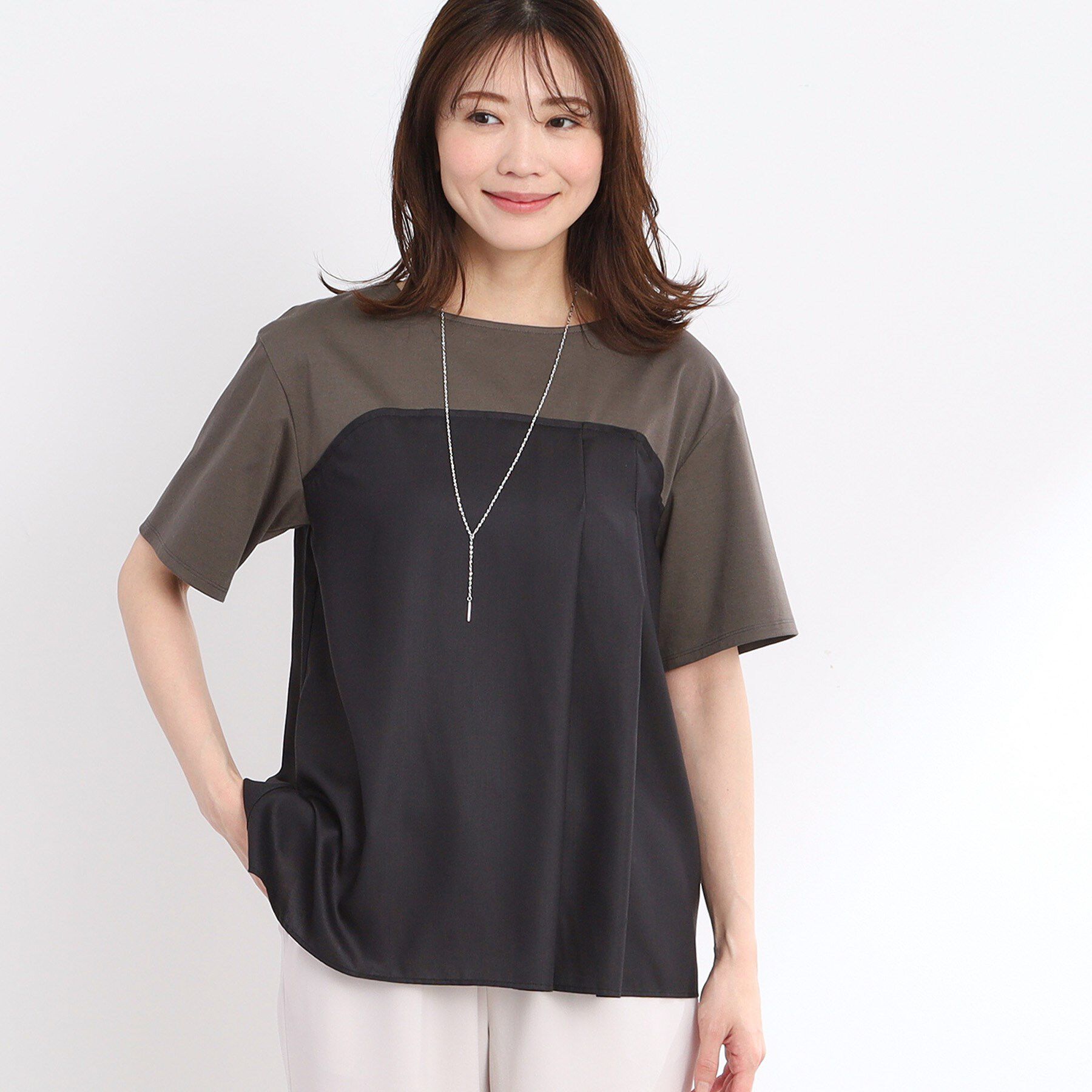 Reflect「【マシンウォッシュ可能】レイヤード風ジャージブラウス」|Tシャツ・カットソー|