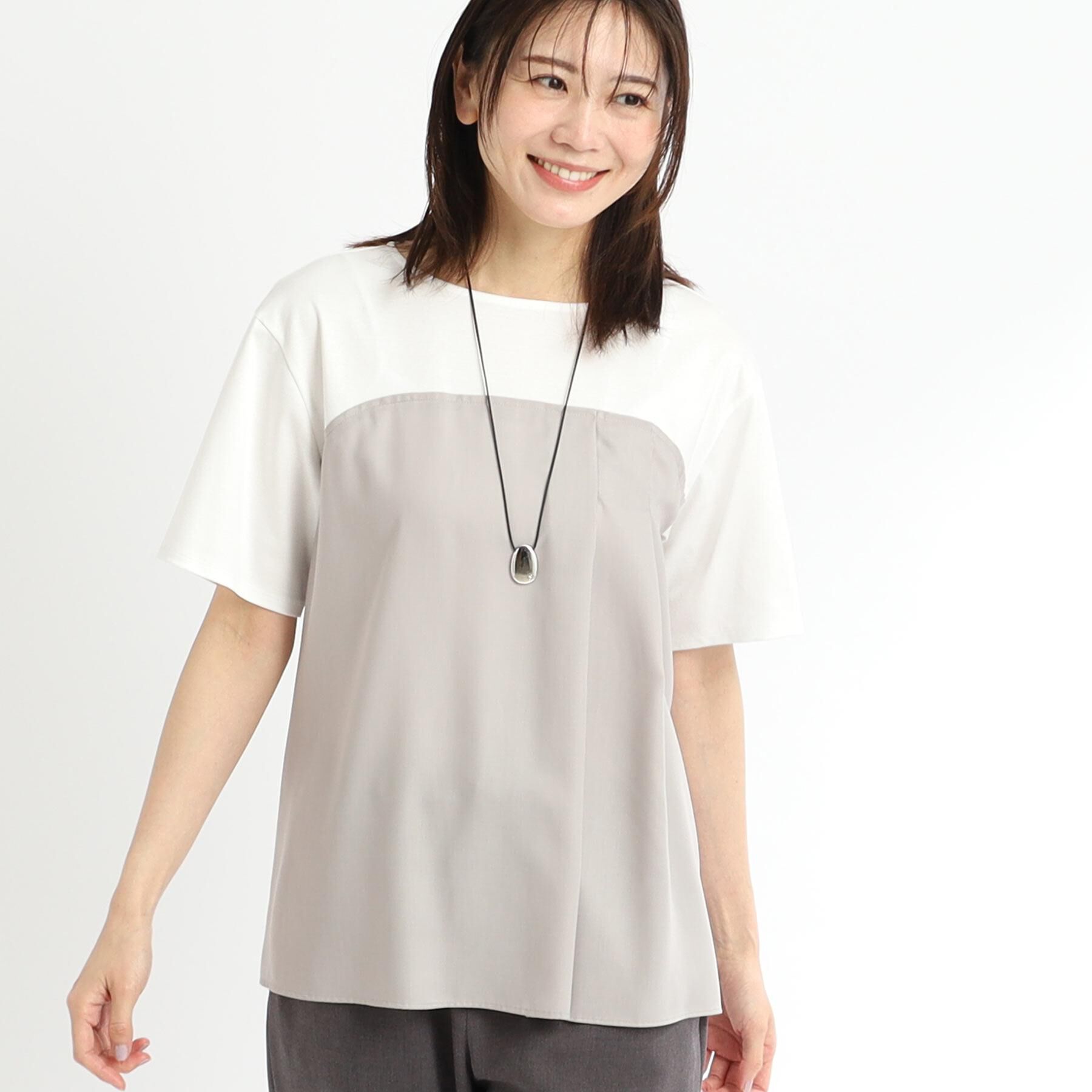 Reflect「【マシンウォッシュ可能】レイヤード風ジャージブラウス」|Tシャツ・カットソー|