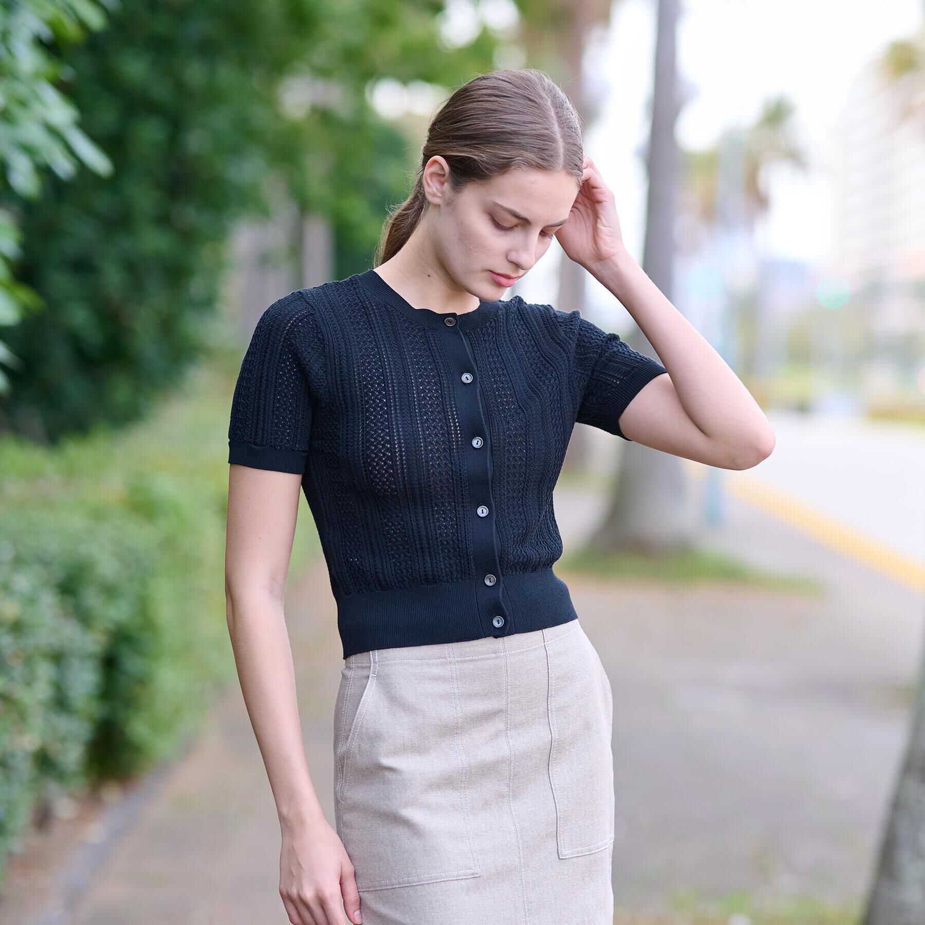 DRESSTERIOR「【前後2WAY/ショート丈】2WAYレースニット」|ニット・セーター|