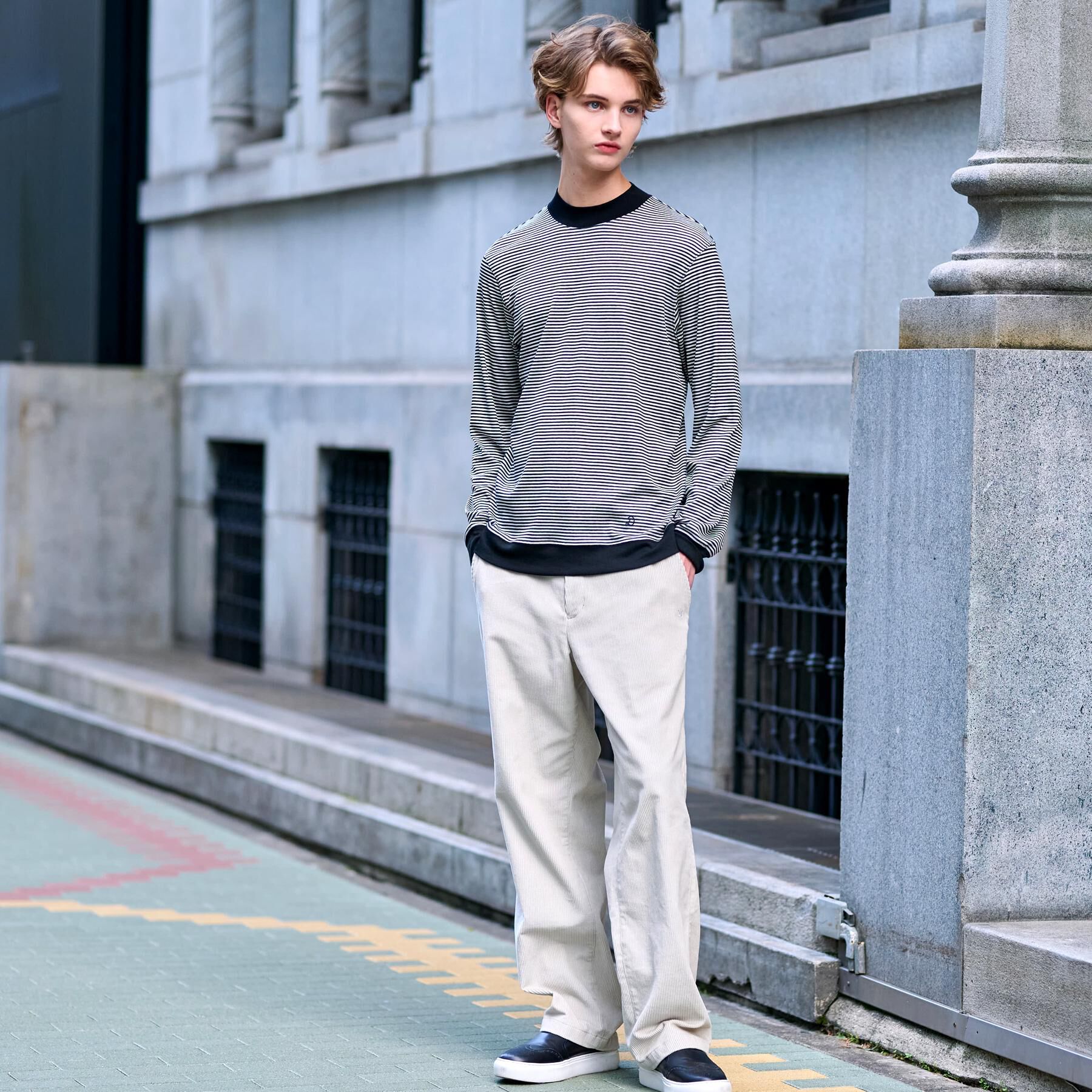 DRESSTERIOR「モックネック ボーダーカットソー」|Tシャツ・カットソー|