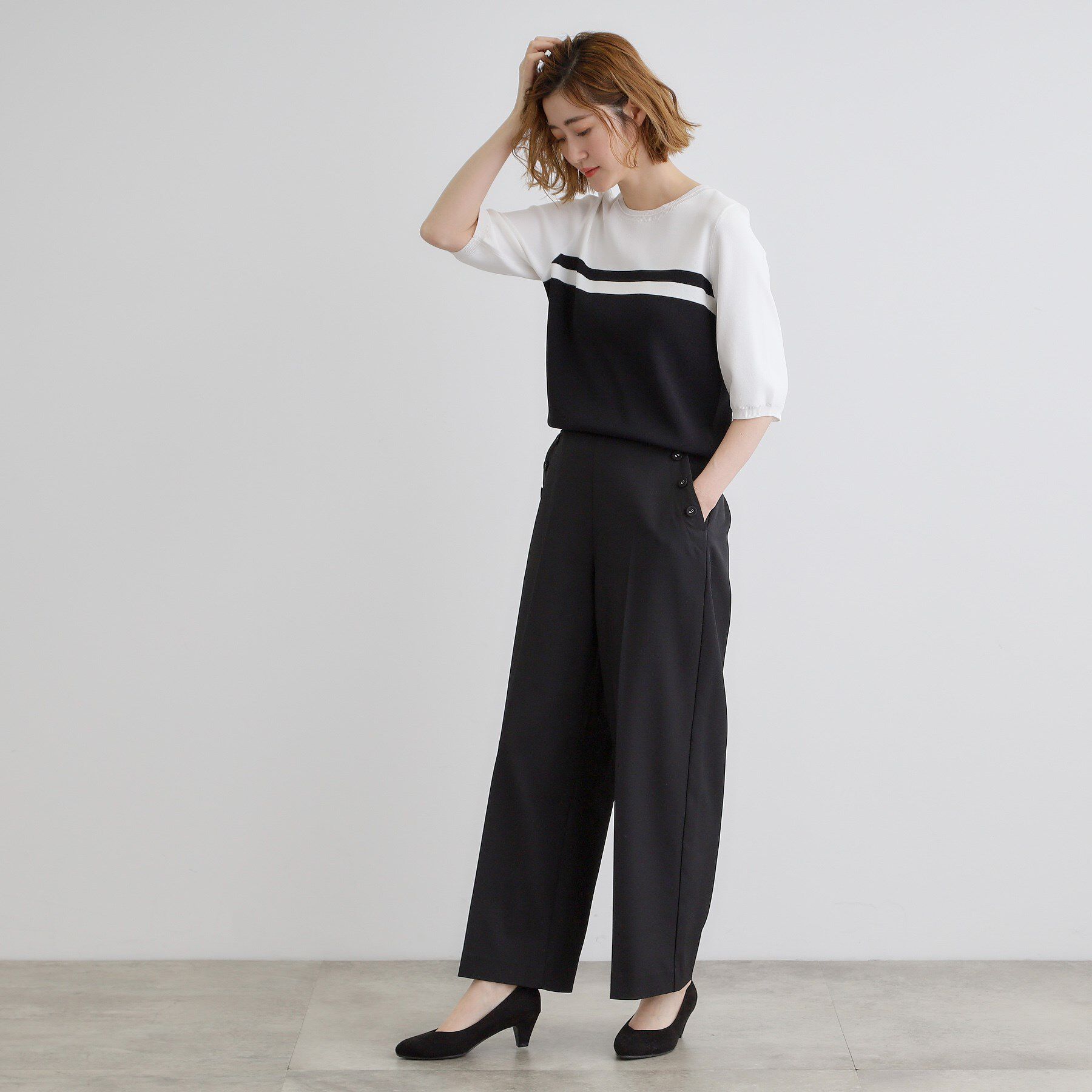 grove「ひんやり多機能・やわらかドライタッチ五分袖プルオーバー」|ニット・セーター|