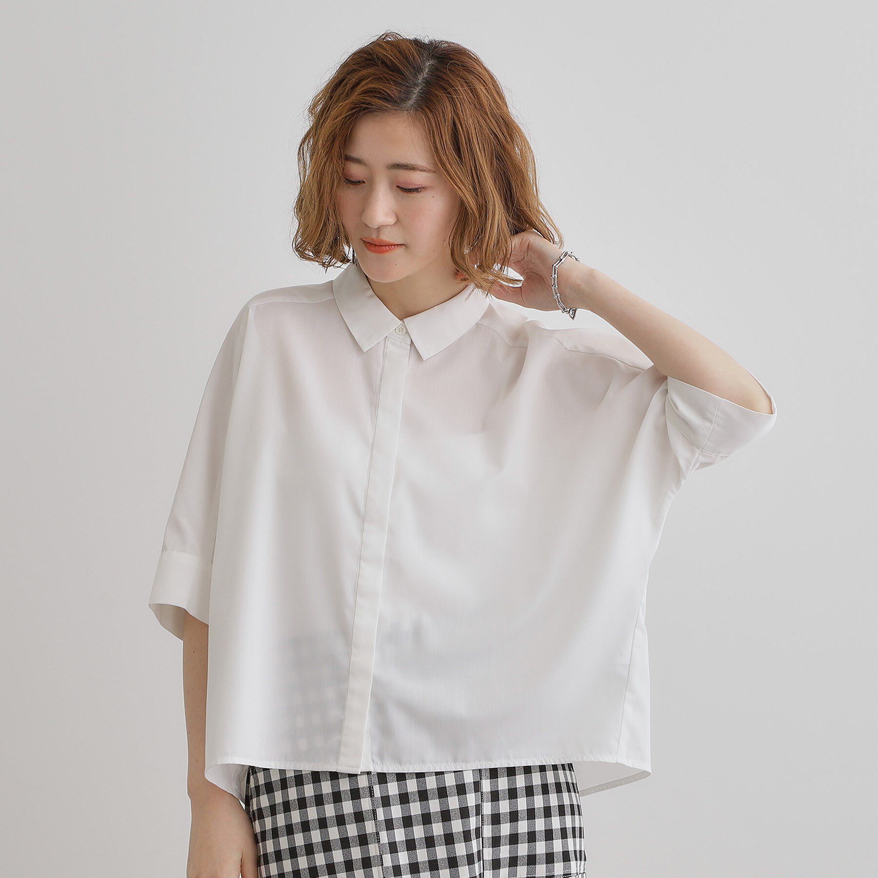 grove「【夏に嬉しい機能付き】ドルマンクロップドシャツ」|シャツ・ブラウス|