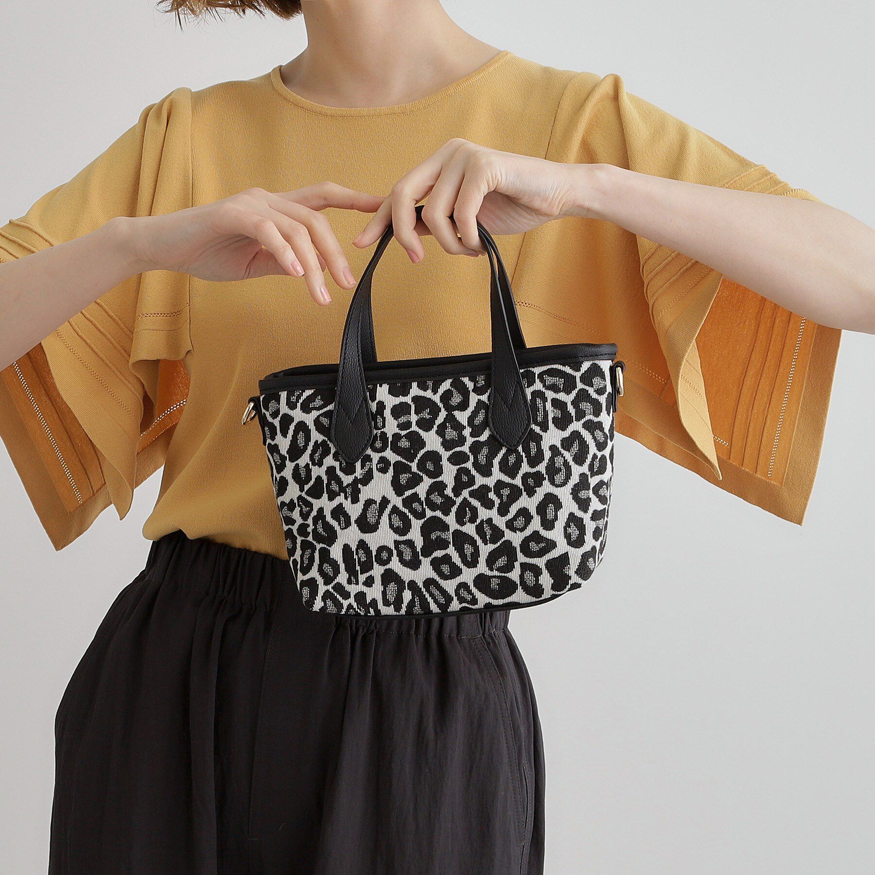 grove「アソートミニ2WAYトート」|トートバッグ|レオパードブラック(