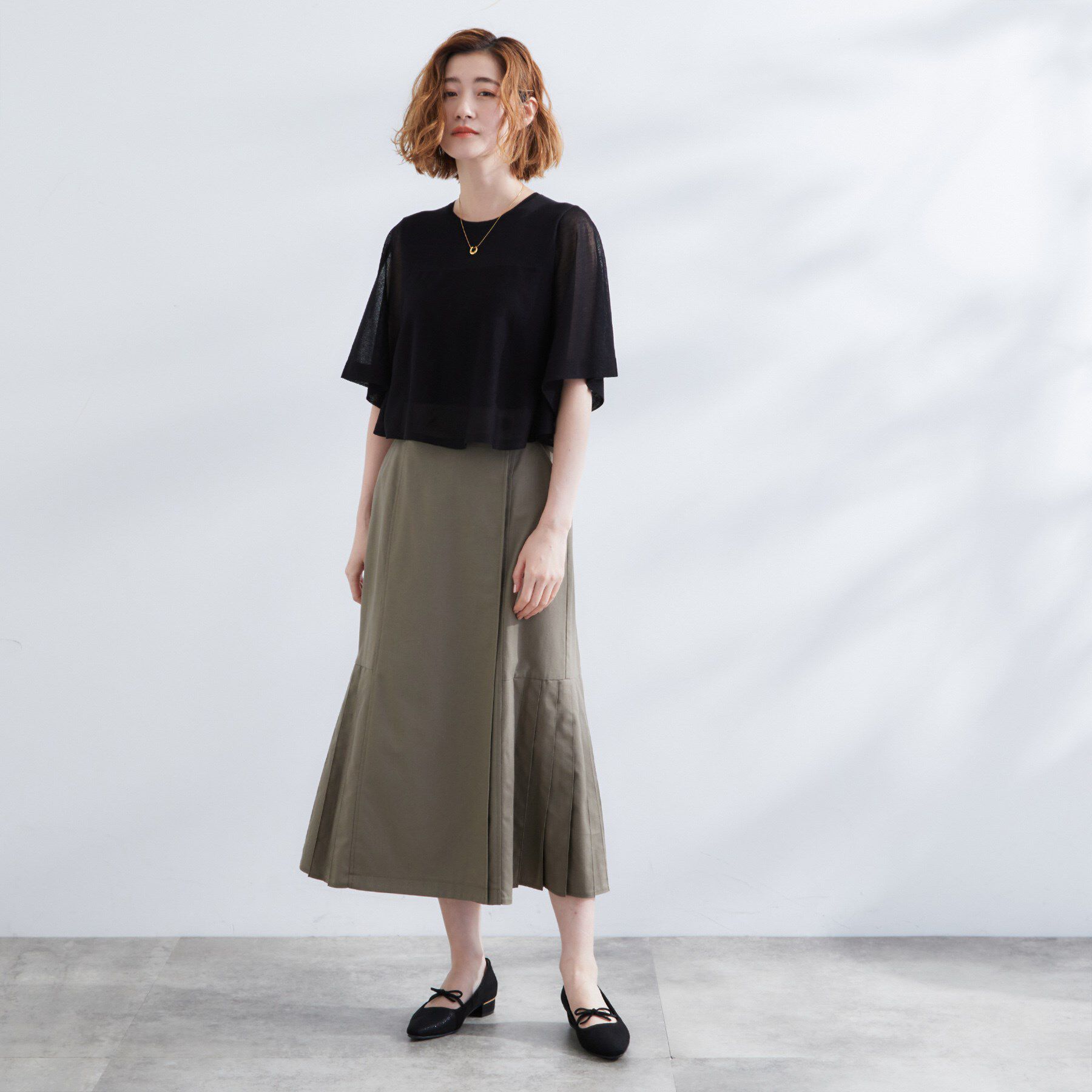 grove「シアーな軽やかさフロントシアーフレアニット」|ニット・セーター|