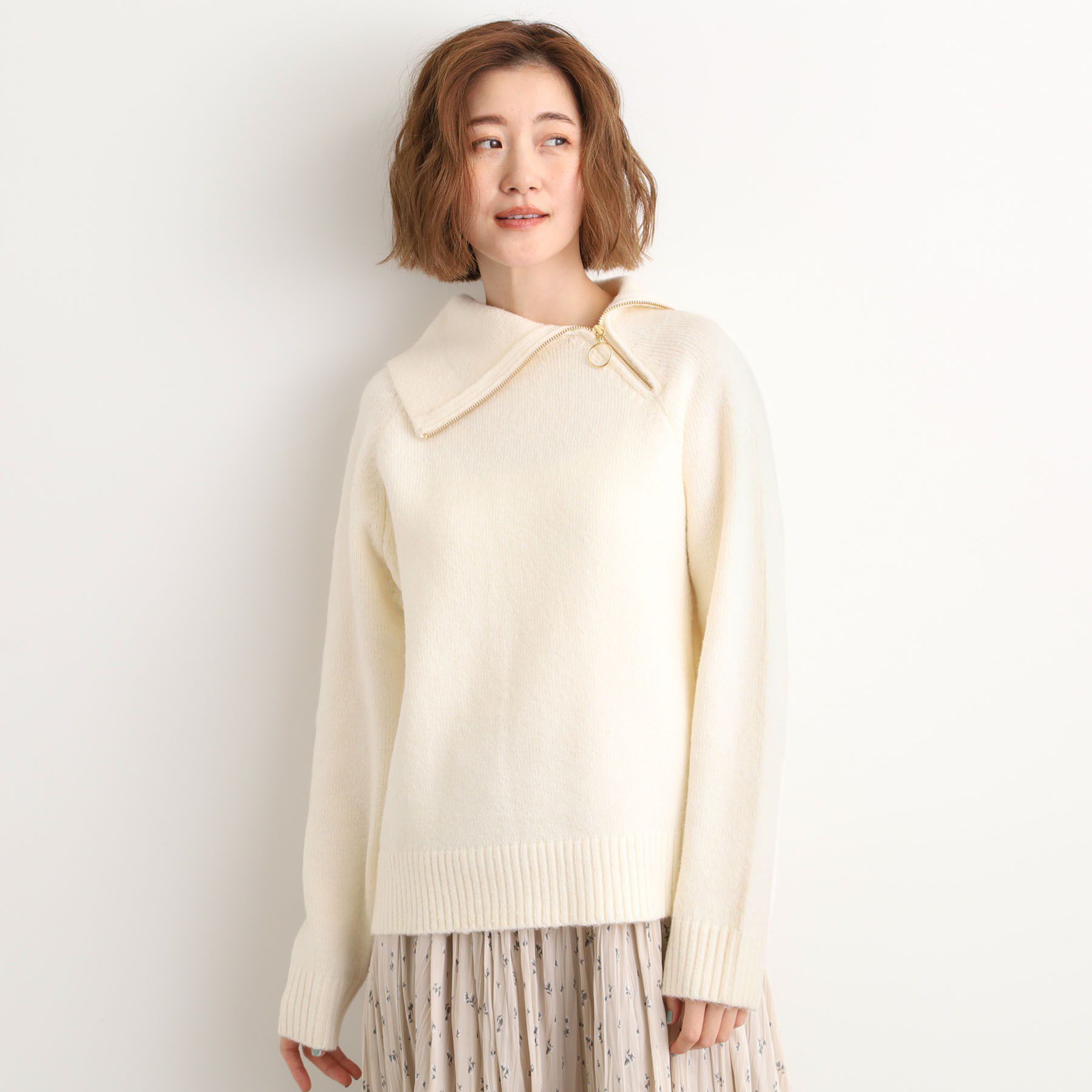 grove「サイドジップカラーニットプルオーバー」|ニット・セーター|