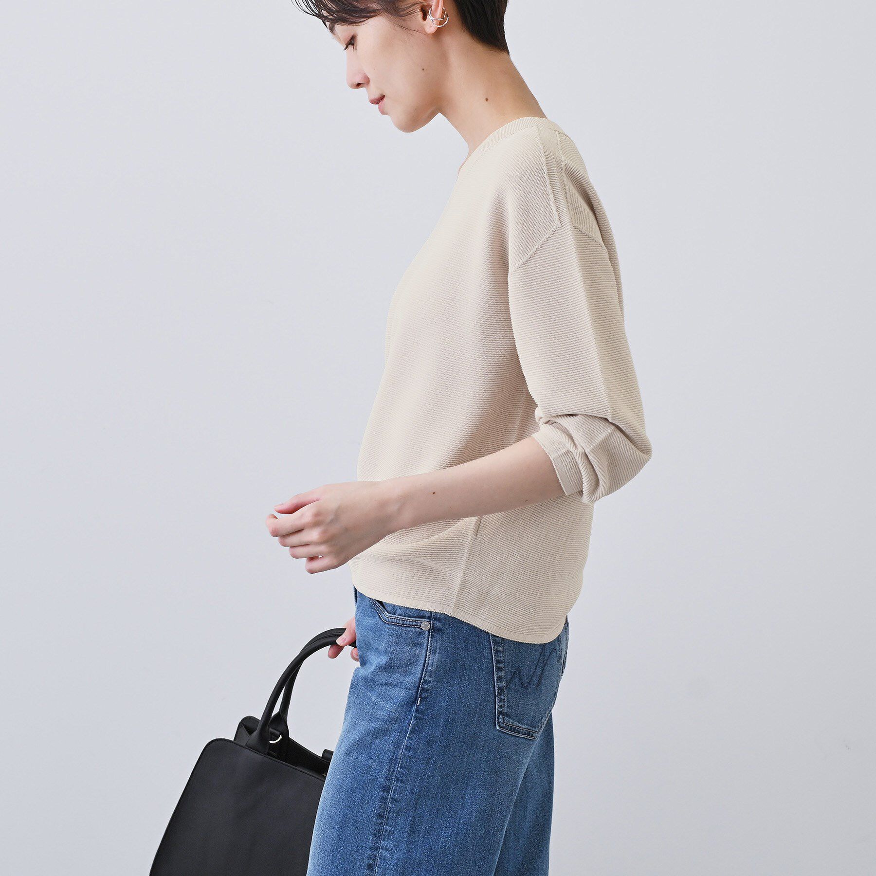 INDIVI「【洗える／無縫製】パフスリーブニット」|ニット・セーター|