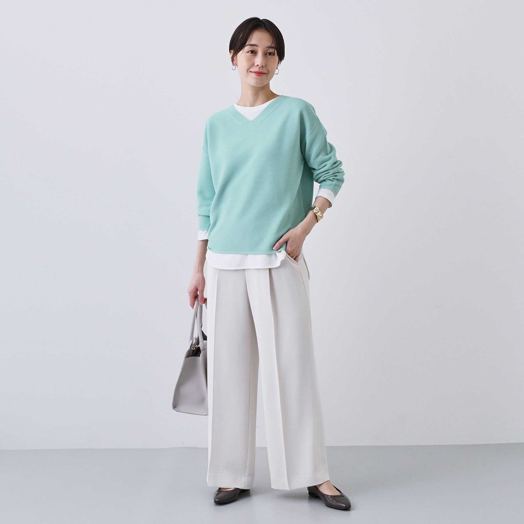 INDIVI「【洗える／無縫製】パフスリーブニット」|ニット・セーター|