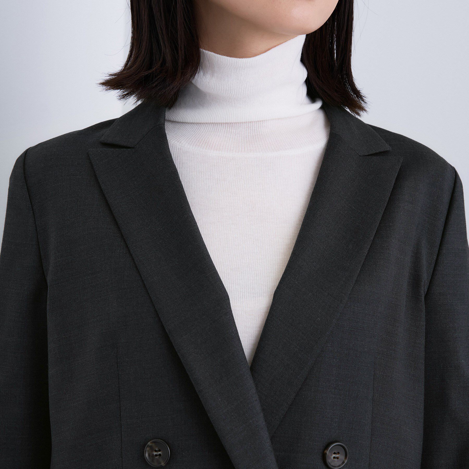 INDIVI「【日本製／スーツ／通勤】シルクウールストレッチ ダブルジャケット」|テーラードジャケット|