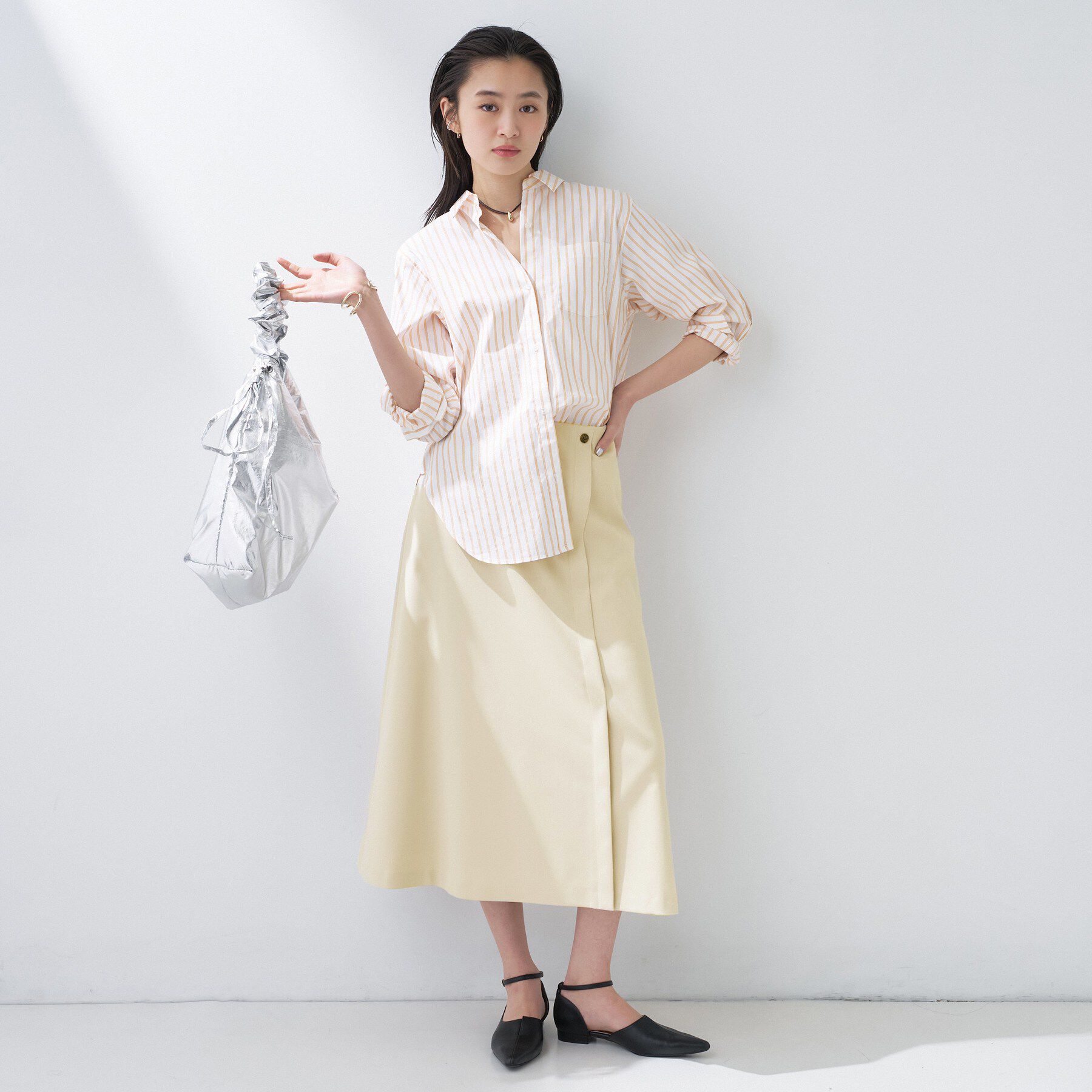 INDIVI「【洗える／UVケア】巻き風フレアスカート」|スカート|